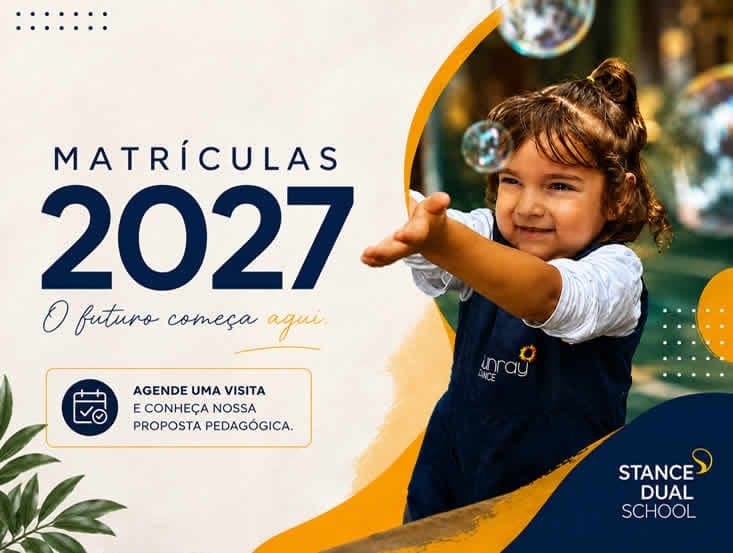 Matrículas 2027: o futuro começa aqui. Agende uma visita e conheça nossa proposta pedagógica
